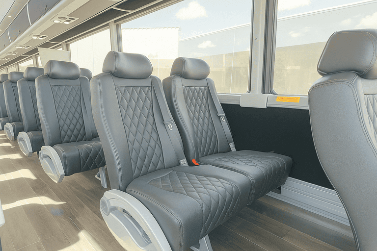 interior of Amarillo Minibus Company charter bus
